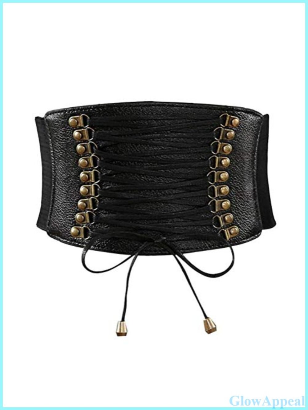 PU Leather Waist Cincher Corset Belt Wide Elastic Tie Closure